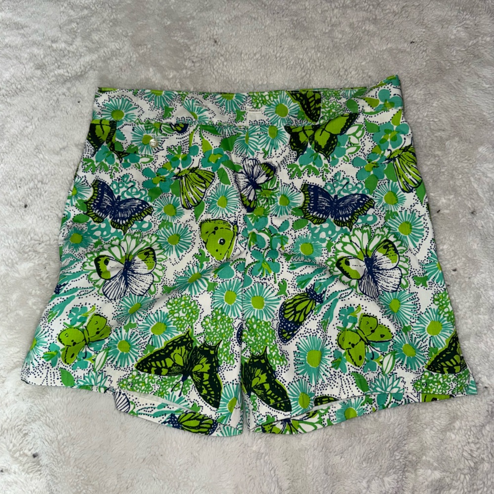 Lilly Pulitzer Green and Blue Butterfly Print Shorts